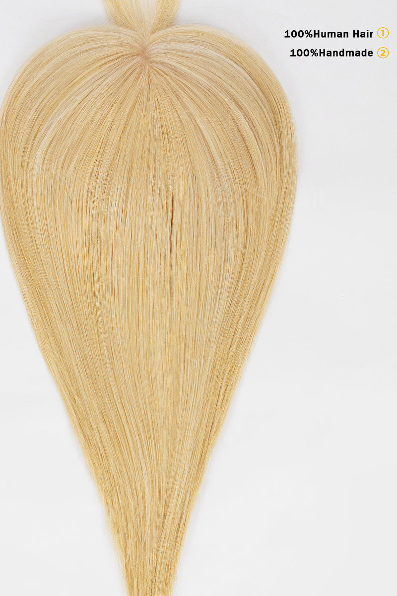 Metis Human Hair Toppers Crown Topper with Bangs  Ash Blonde Bleach Blonde 