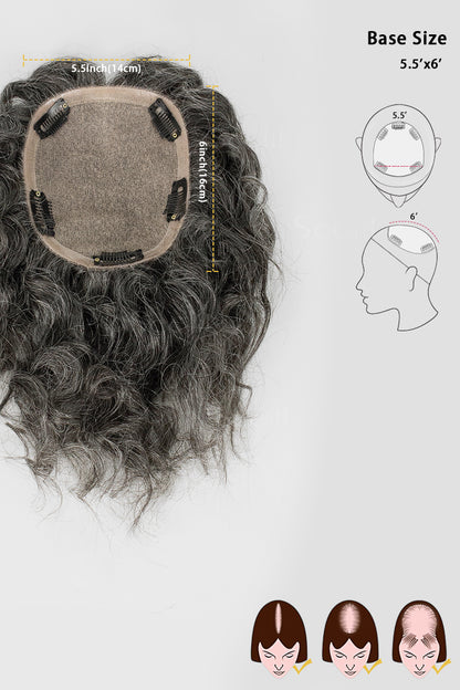 Hairpiece with measurements and illustrations on a white background