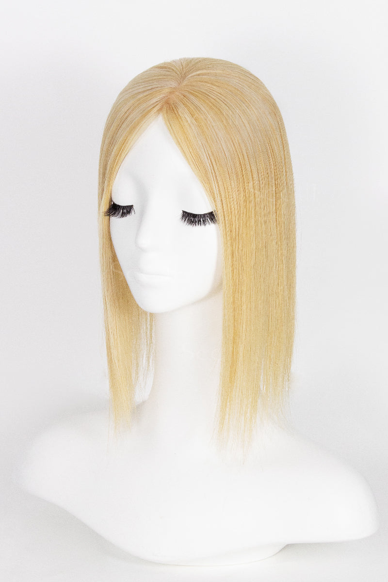 Metis Human Hair Toppers Crown Topper with Bangs  Ash Blonde Bleach Blonde 