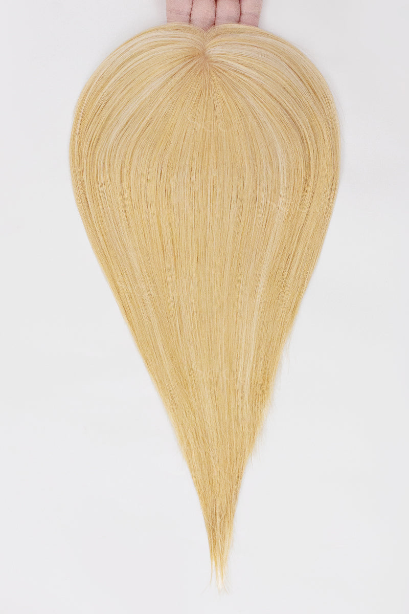 Metis Human Hair Toppers Crown Topper with Bangs  Ash Blonde Bleach Blonde 