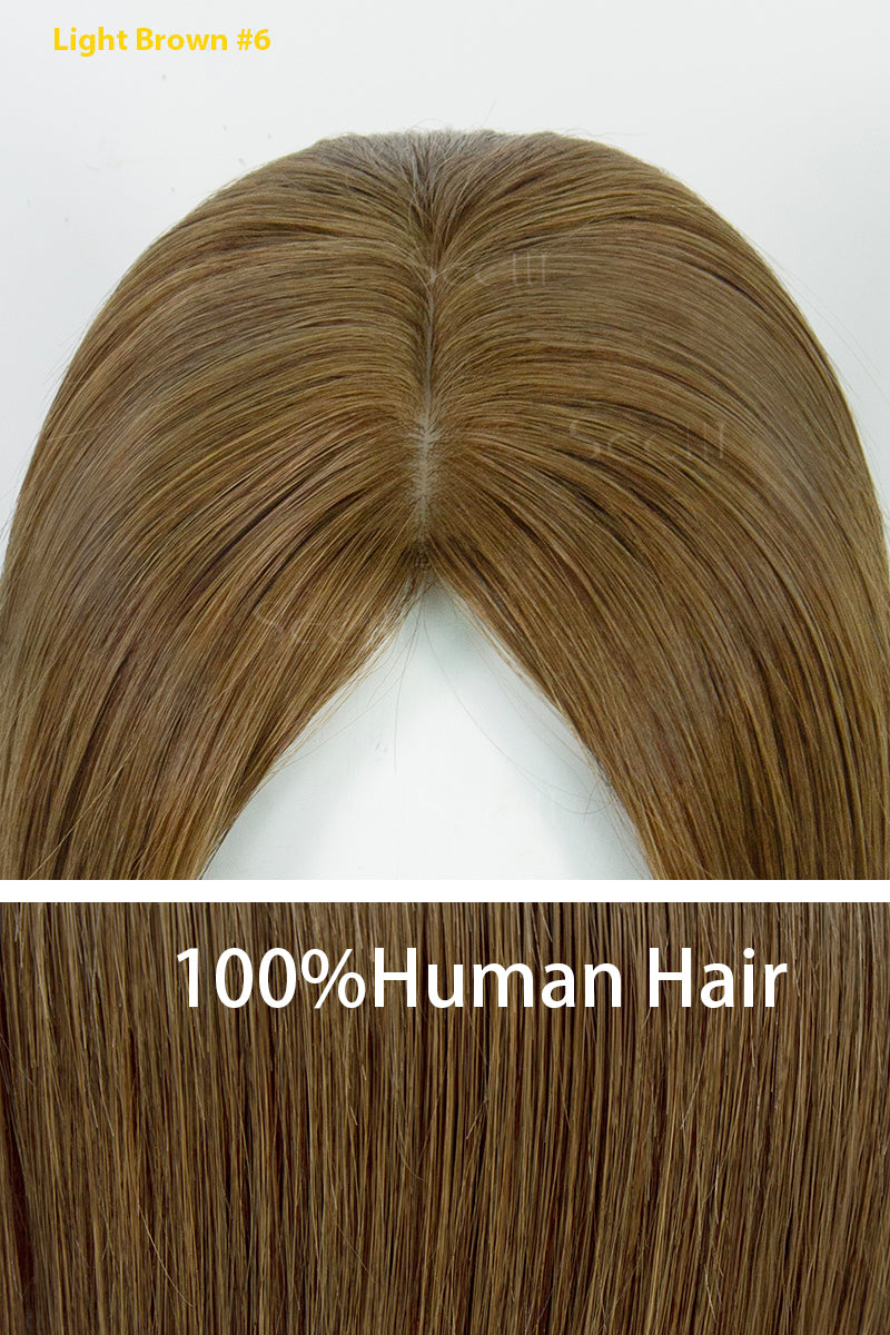 Metis Cabelo Humano Toppers Crown Topper Extensões de Cabelo Castanho Claro 