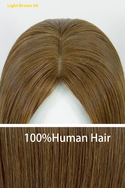 Metis Toppers Cheveux Humains Crown Topper Extensions de Cheveux Brun Clair 