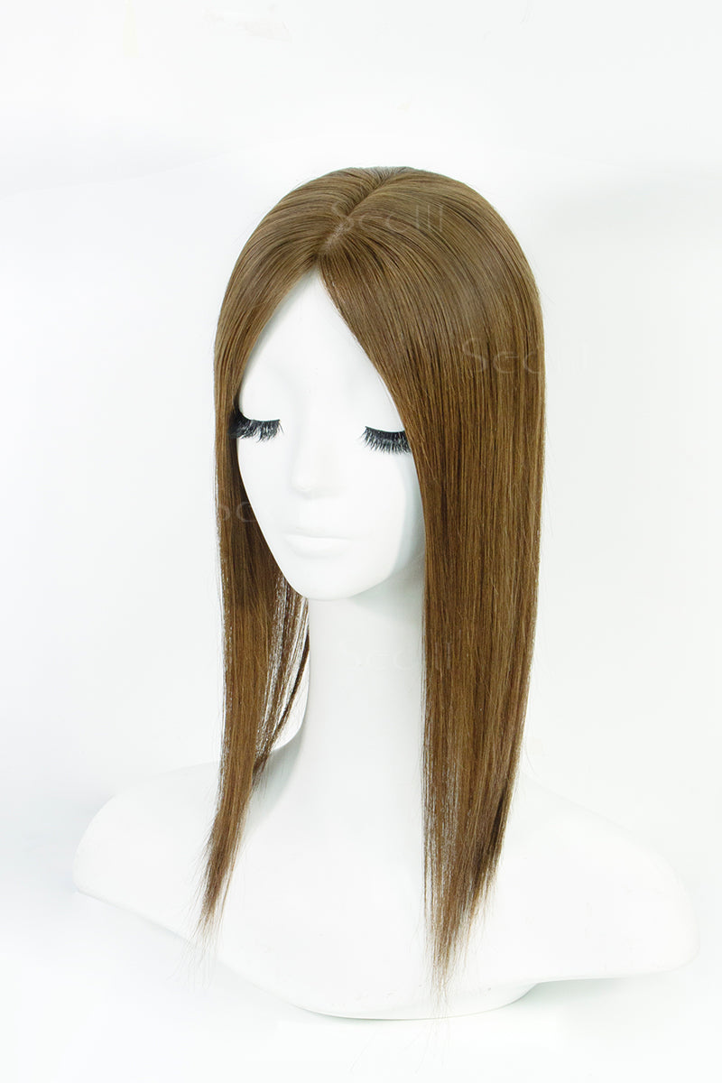 Metis Human Hair Toppers Crown Topper Hair Extensions Light Brown 