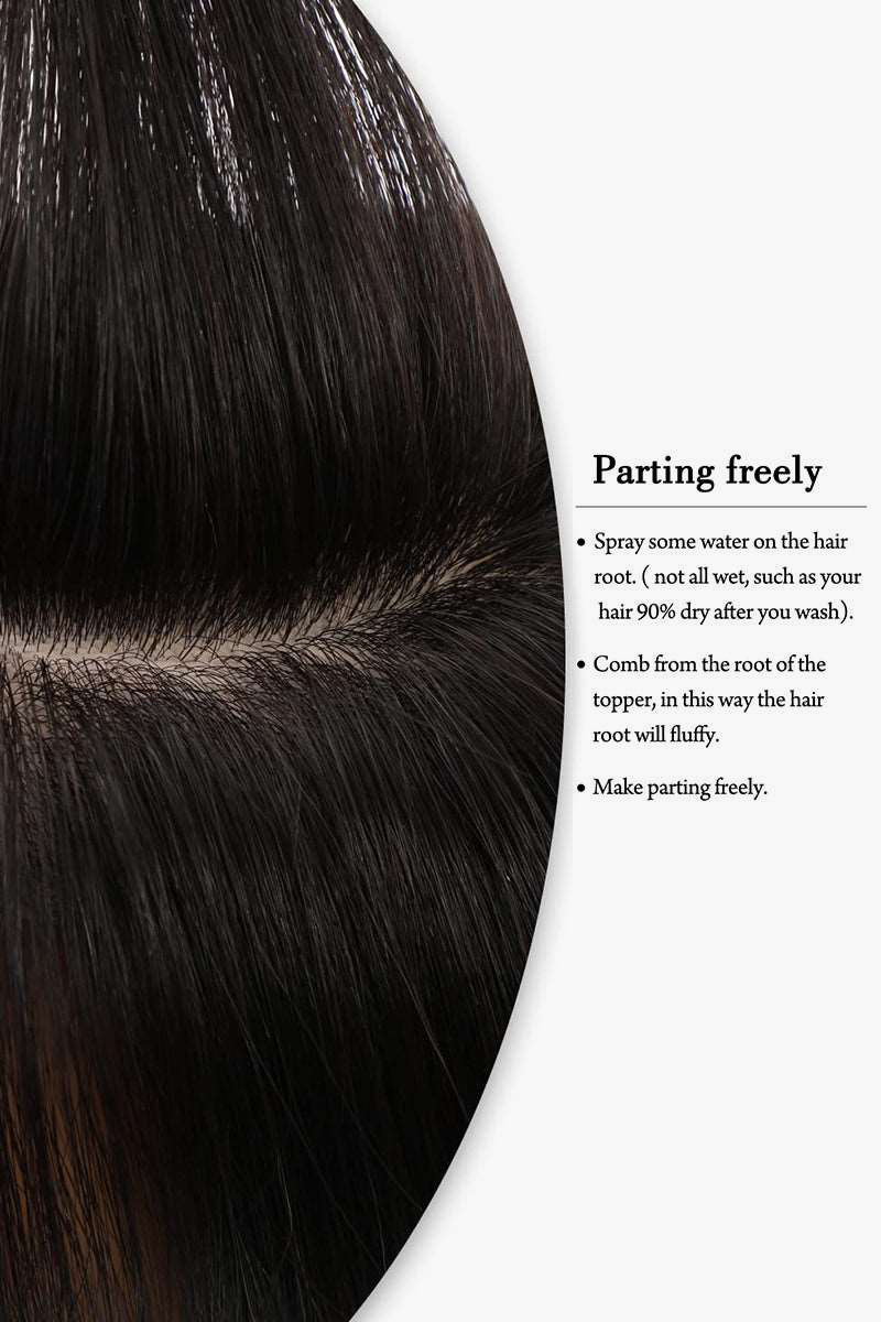 Metis Human Hair Toppers Crown Topper Hair Extensions Natural Black 