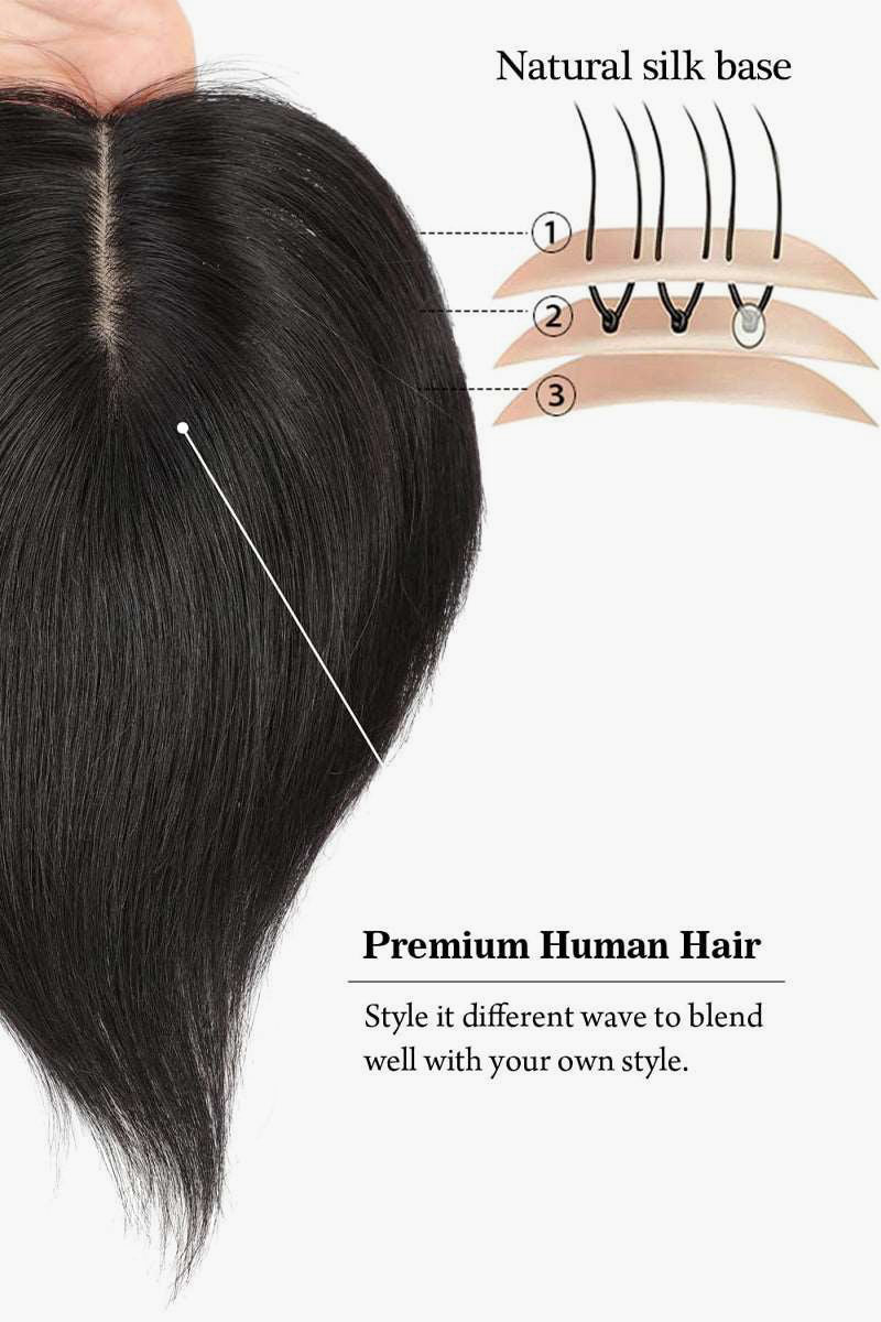 Metis Human Hair Toppers Crown Topper Hair Extensions Natural Black 
