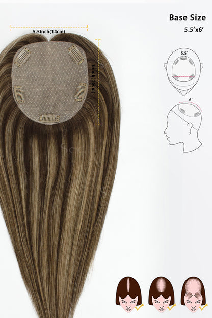 Metis Human Hair Toppers Crown Topper Medium Mousse Brown