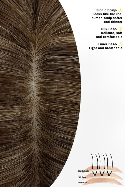 Metis Human Hair Toppers Crown Topper Medium Mousse Brown