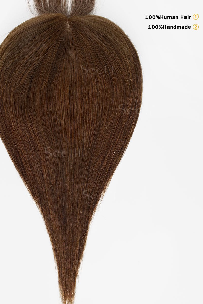 Metis Human Hair Toppers Crown Topper with Bangs Gingerbread Brown 
