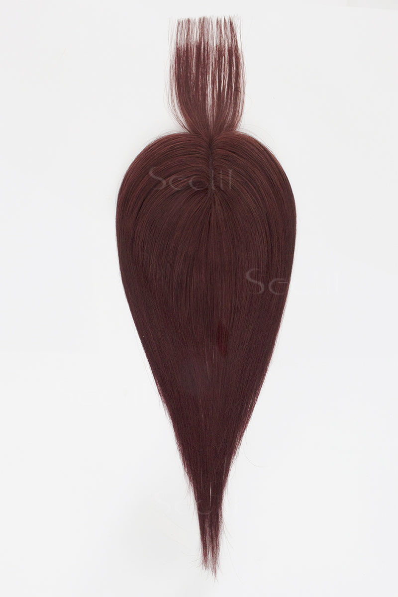 Mona-B Handmade Human Hair Topper with Bangs Wine Red 