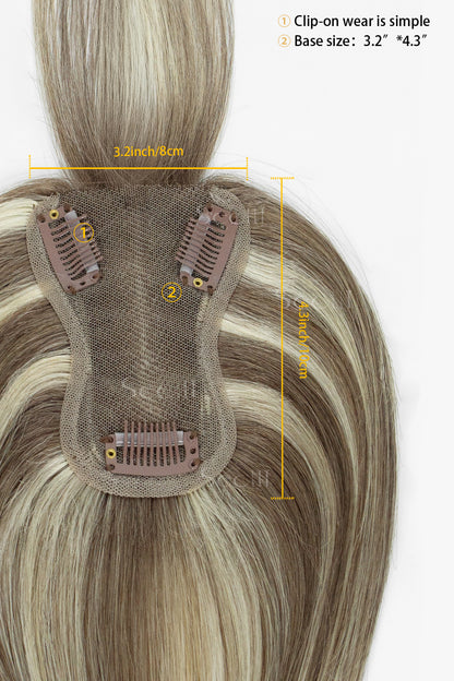 Mona-B human hair topper close-up detail view