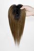 Mona Handmade Human Hair Topper Natural Black Root with Medium Ash Brown 