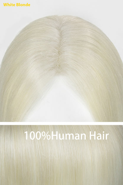 Flavia-C02 Wave Curly Human Hair Toppers (Cinza e Branco)