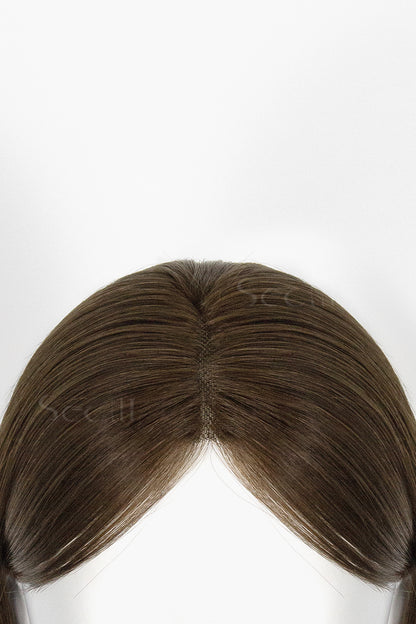 Mona Handmade Human Hair Topper Chocolate Brown 