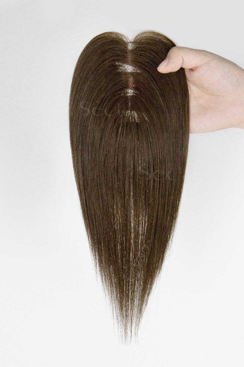 Mona Handmade Human Hair Topper Chocolate Brown 