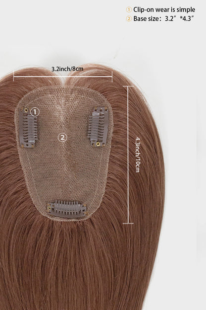 Mona Human Hair Topper Dark Auburn Brown 