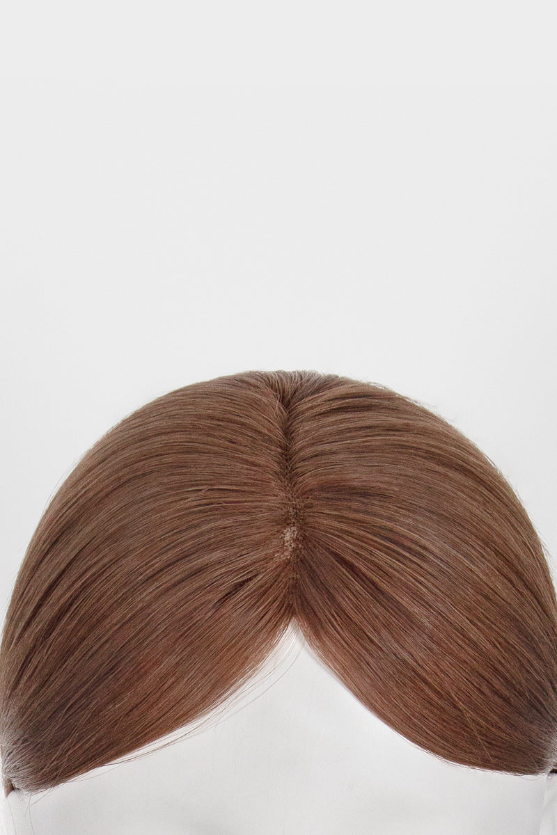 Mona Human Hair Topper Dark Auburn Brown 