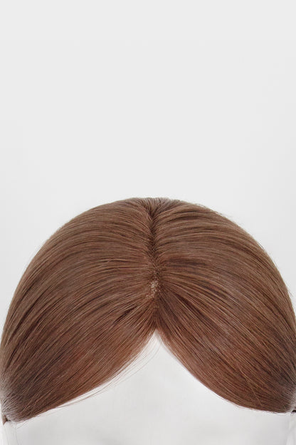 Mona Human Hair Topper Dark Auburn Brown 