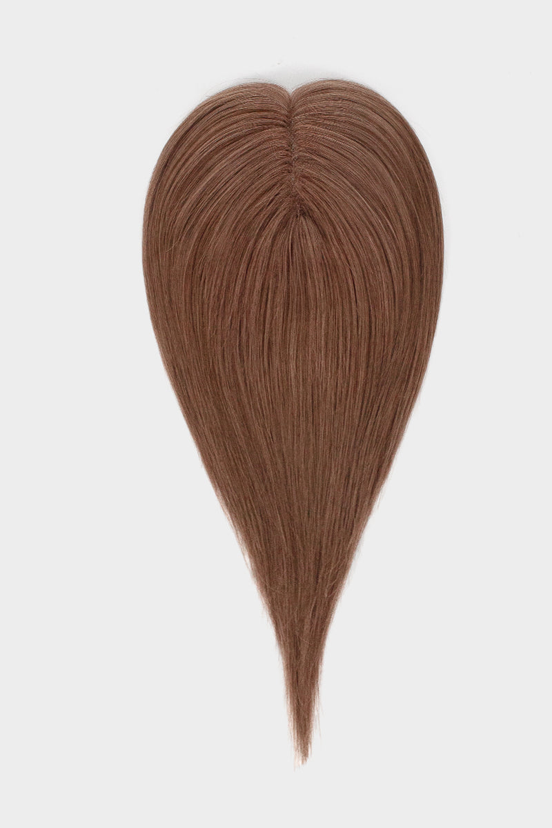 Mona Human Hair Topper Dark Auburn Brown 