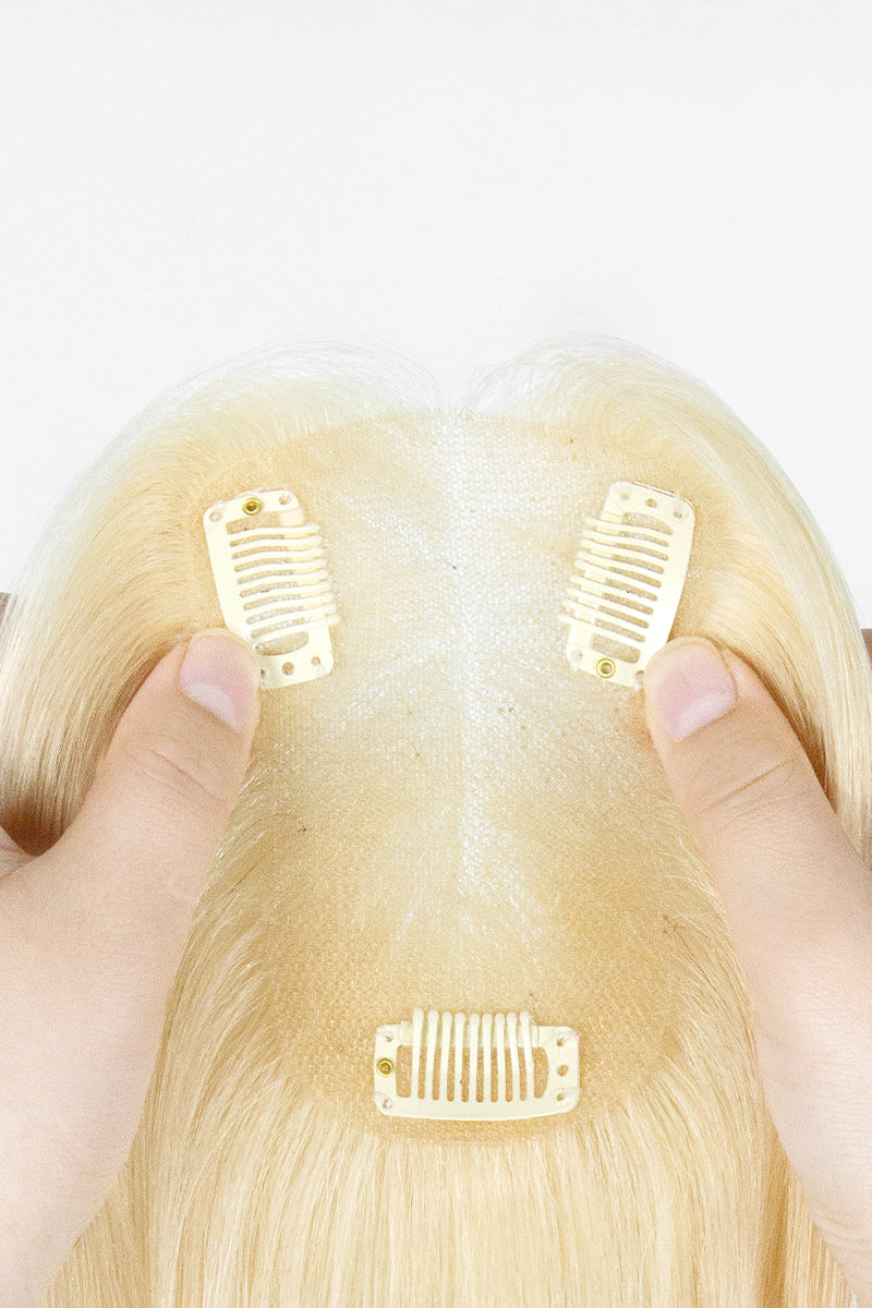 Mona Handmade Human Hair Topper Platinum Blonde 