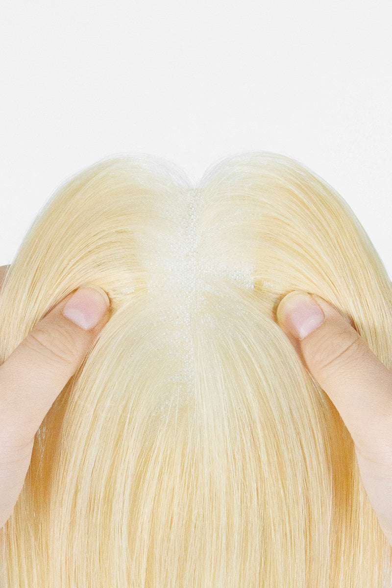 Mona Handmade Human Hair Topper Platinum Blonde 