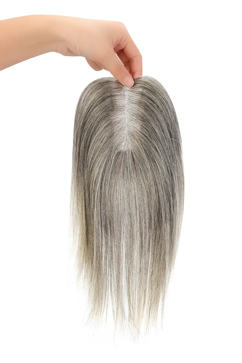 Mona Human Hair Topper Light Grey