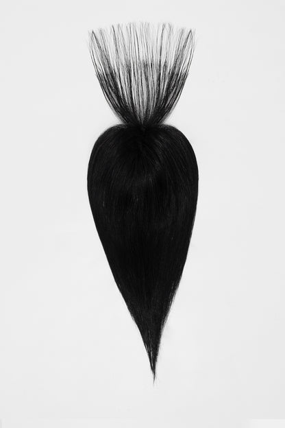 Black hair extension on a white background