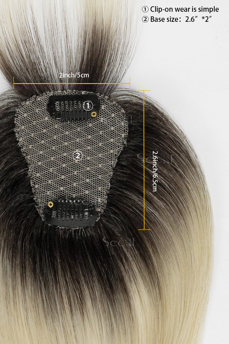 Magic Pixie Topper with Bangs Natural Black Roots with Lightest Blonde 