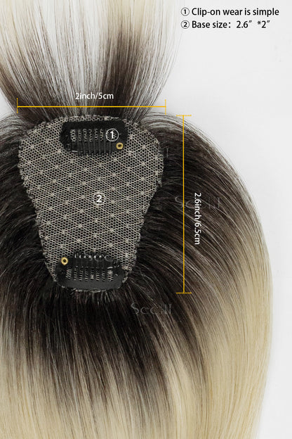 Magic Pixie Topper with Bangs Natural Black Roots with Lightest Blonde 