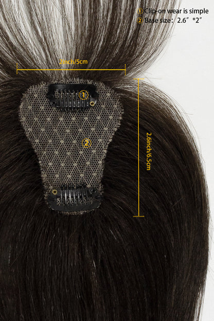 Hair Topper with measurements on a white background