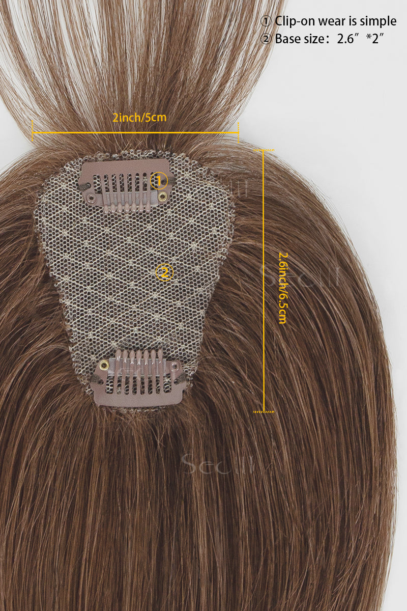 Magic Pixie Topper with Bangs Dark Auburn Brown 