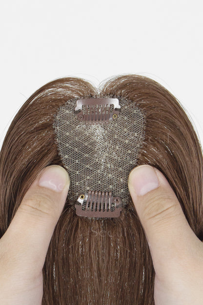 Magic Pixie Topper with Bangs Dark Auburn Brown 