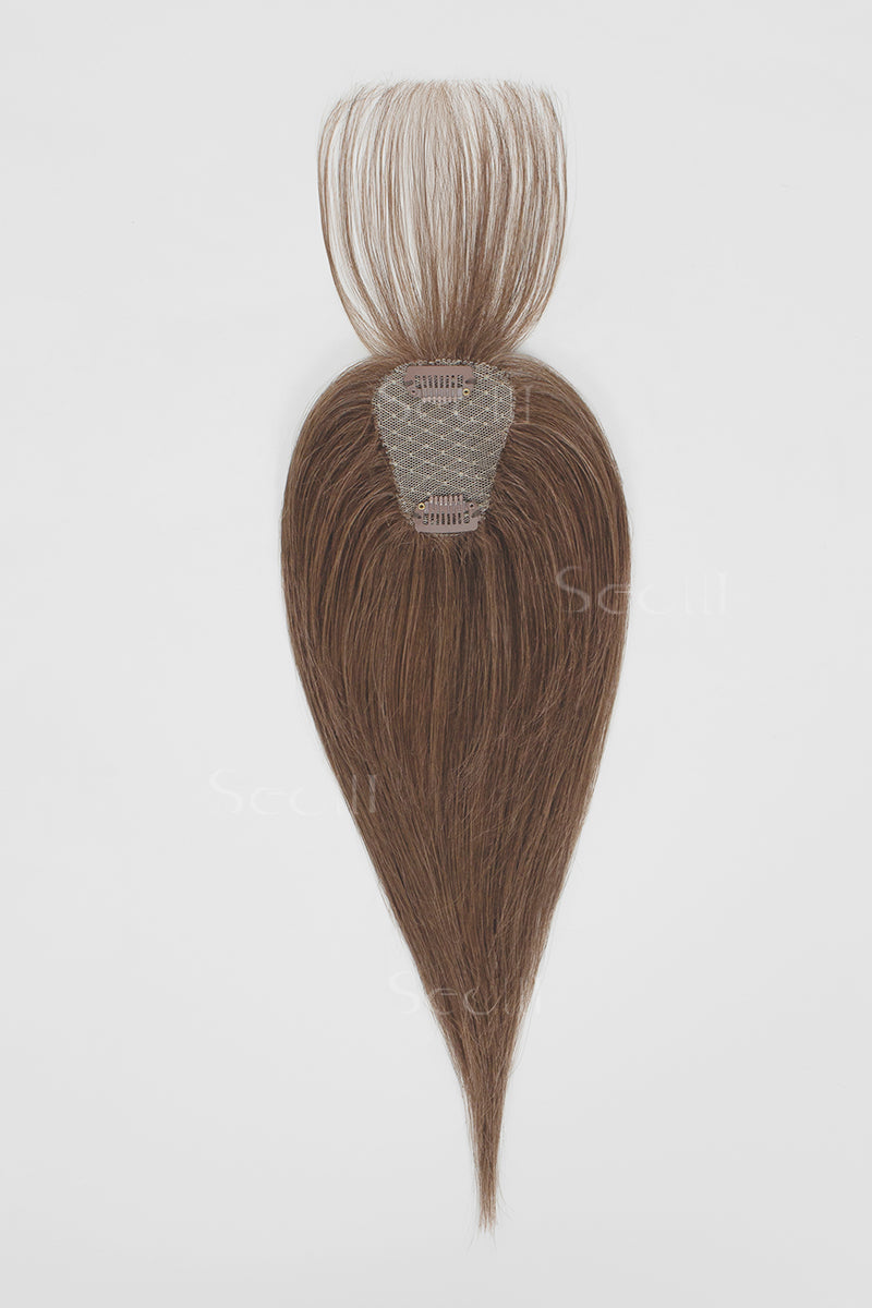 Magic Pixie Topper with Bangs Dark Auburn Brown 