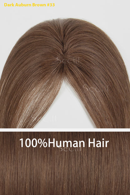 Magic Pixie Topper with Bangs Dark Auburn Brown 