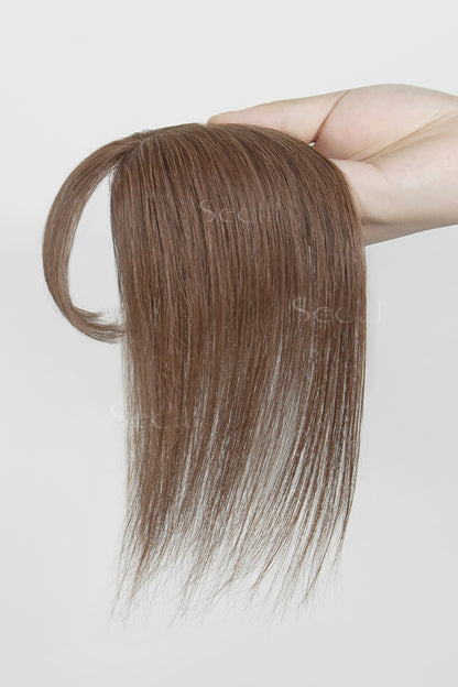 Magic Pixie Topper with Bangs Dark Auburn Brown 