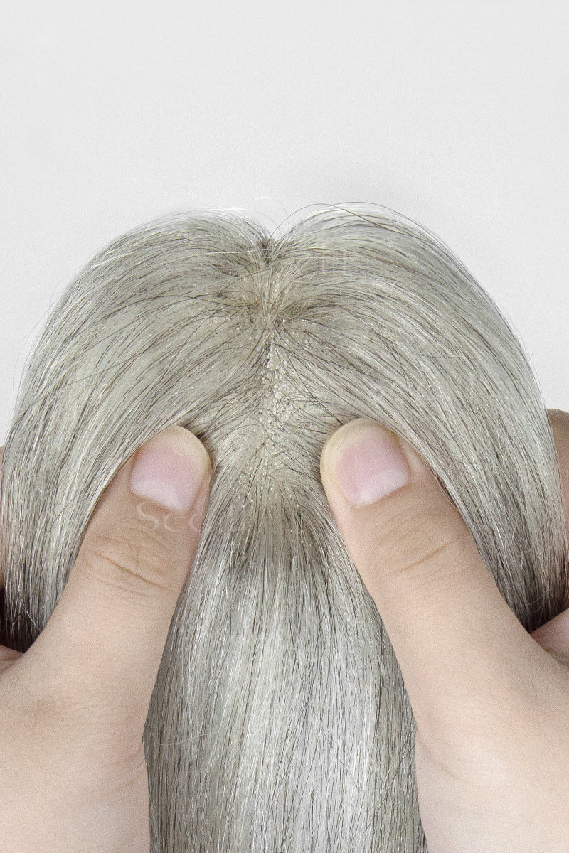 Close-up of a Magic Pixie Topper with Bangs 