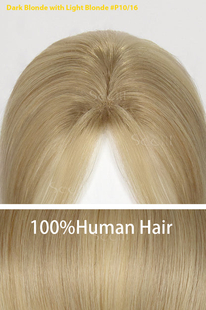 Magic Pixie Topper with Bangs Dark Blonde with Light Blonde 