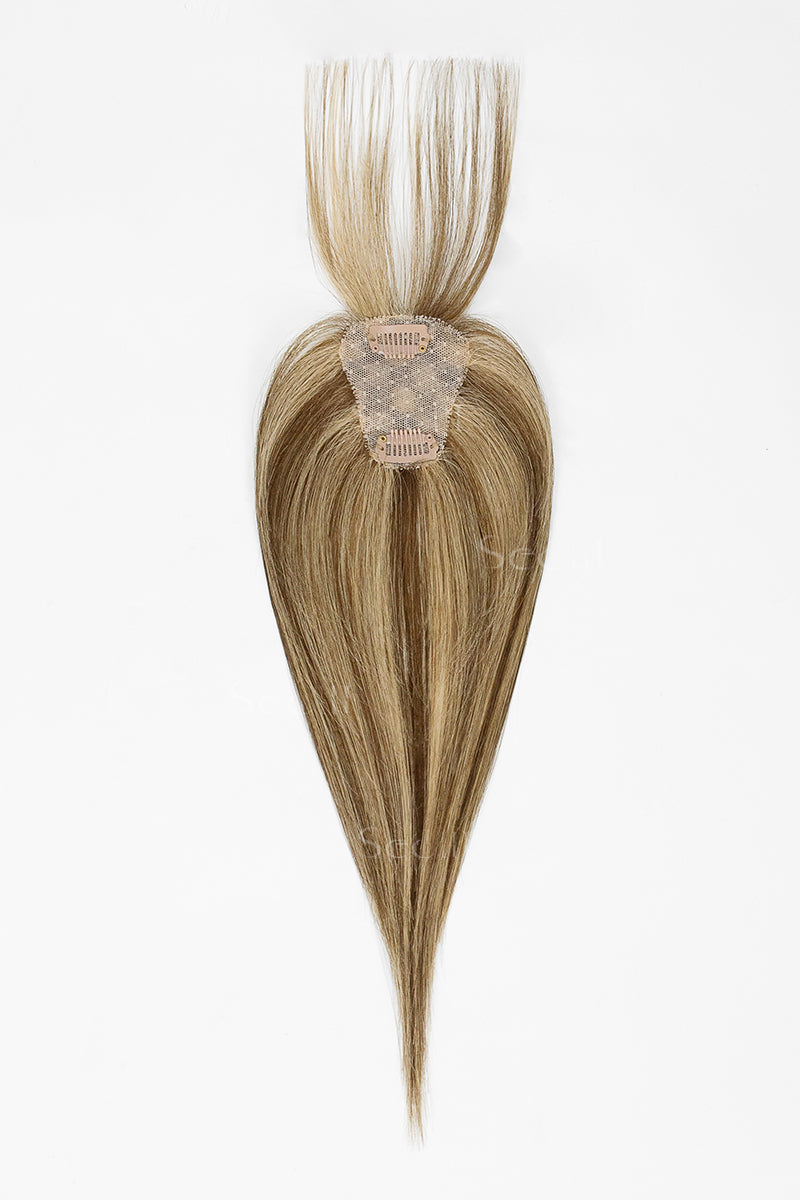 Magic Pixie Topper with Bangs Medium Brown with Warm Highlights 