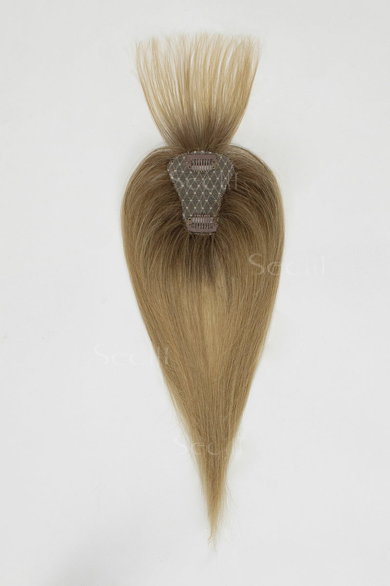 Magic Pixie Topper with Bangs Medium Brown Dark Blonde 