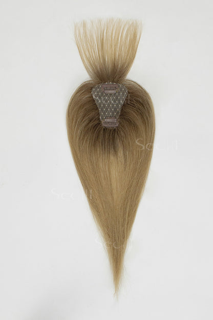 Magic Pixie Topper with Bangs Medium Brown Dark Blonde 