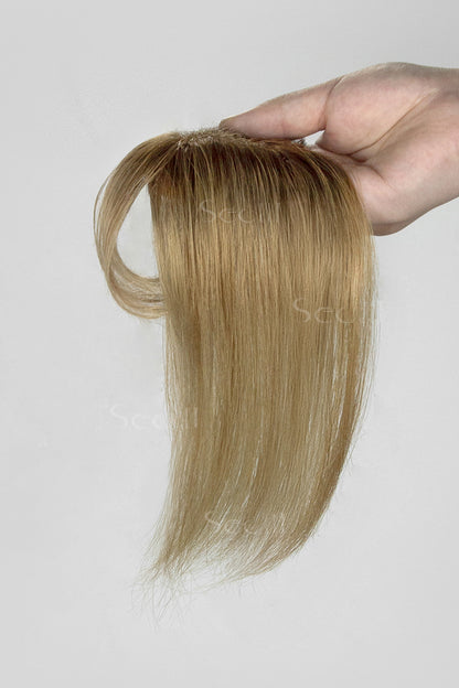Magic Pixie Topper with Bangs Medium Brown Dark Blonde 