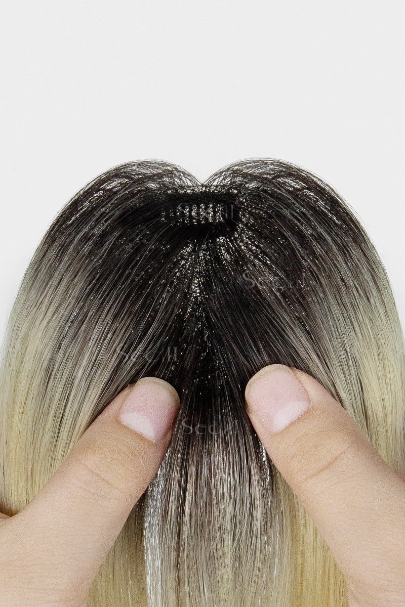 Magic Pixie Topper Natural Black Roots with Lightest Blonde 