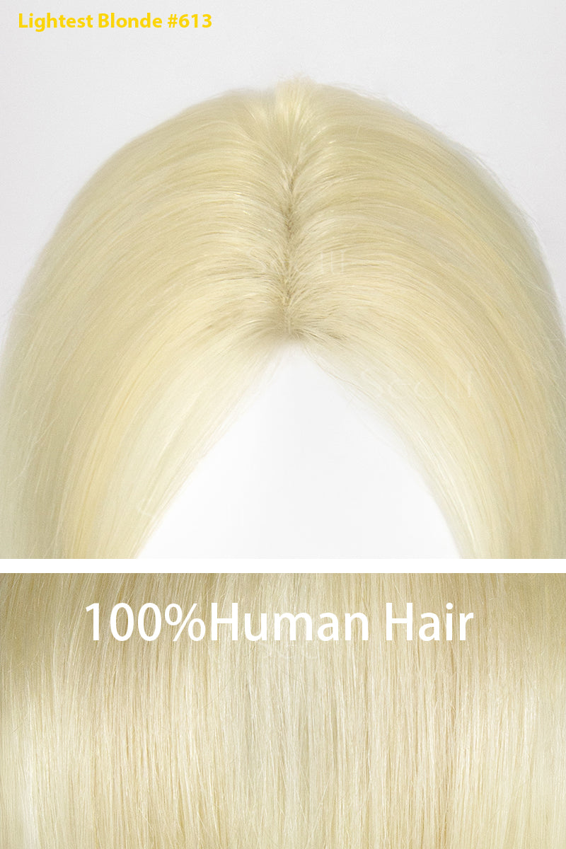 Lightest Blonde hair topper labeled 