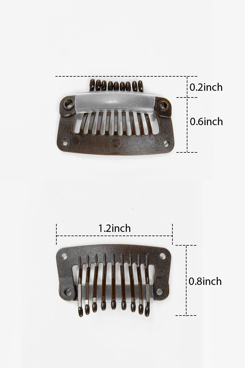 Hair clipper comb attachments with measurements on a white background