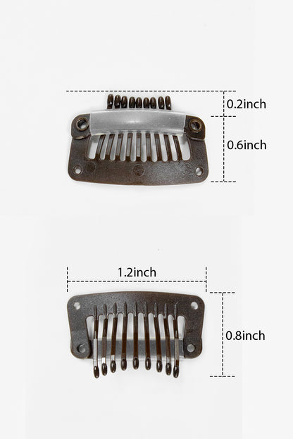 Hair clipper comb attachments with measurements on a white background