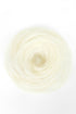 White blonde hair scrunchie arranged in a circular bun shape on a white background.