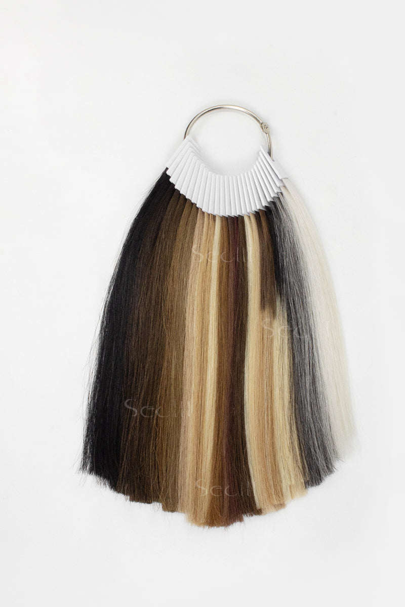 Hair extension with gradient color on a white background