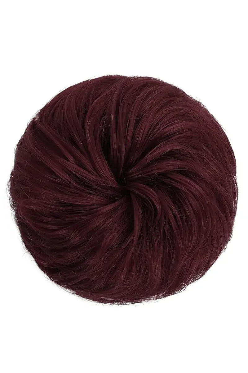 Moño desordenado de Seully, pieza de cabello color vino tinto n.° 99J