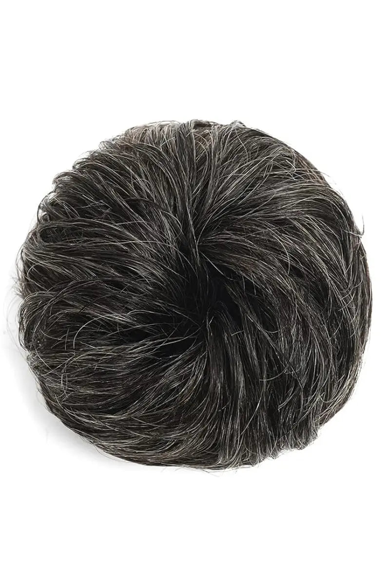 Moño desordenado de Seully, pieza de cabello en gris oscuro