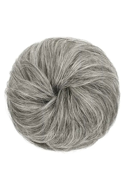 Seully Messy Bun Hair Piece Silver Gray with Black Mixed