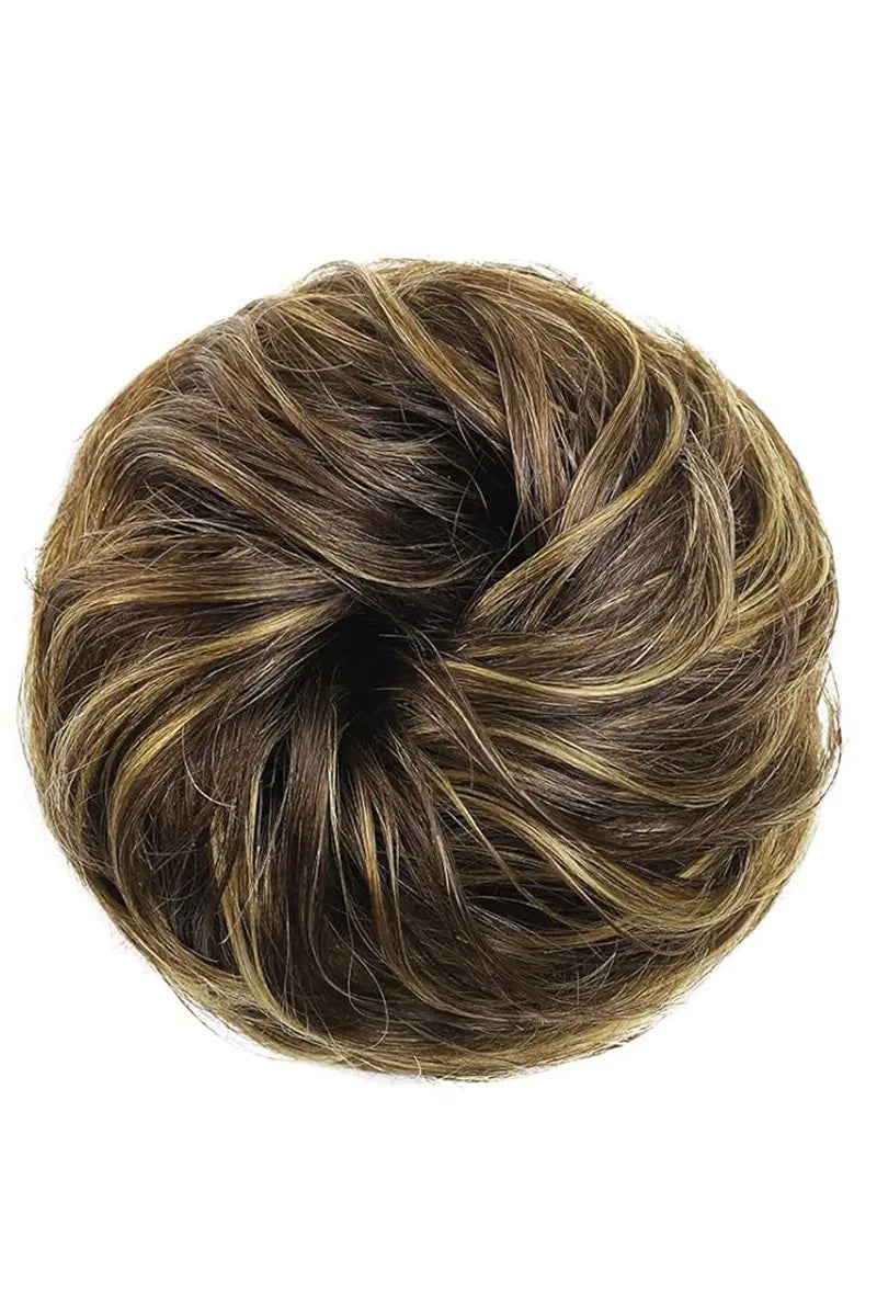 Seully Messy Bun Hair Piece Medium Brown with Highlights